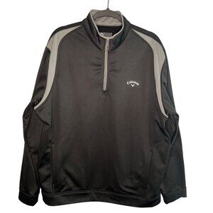 Callaway Mens Black & Gray 1/4 Zip Pullover Jacket Fleece Lined Size XL READ